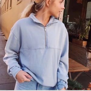 Brandy Melville Light Blue Half-Zip Sweater: One Size